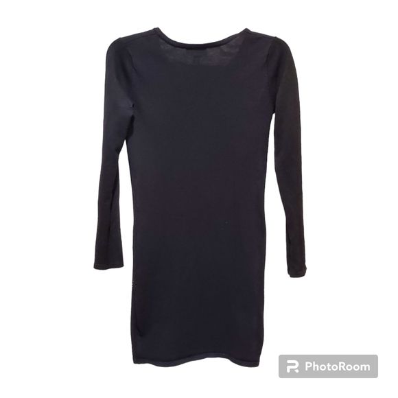 Women's Say What Black Knit Beaded Bodycon Mini Dress Long Sleeve Sz M - Picture 2 of 6
